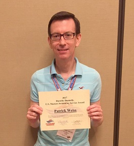 Patrick Weiss Awarded the Dorothy Donnelly Service Award 2017 at the U.S. Masters Swimming Convention in Dallas, Texas.